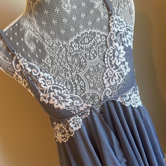 Adorejoy Gray Front Closure Babydoll Lace Chemise V Neck Mesh Sz Medium NWT - Picture 5 of 7